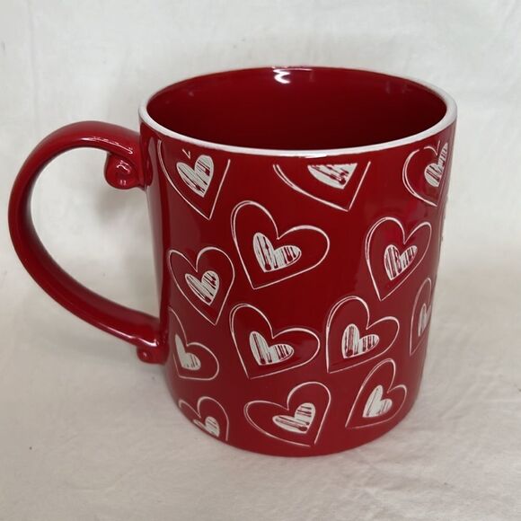 I❤️IT 2020 Red White Hearts Coffee Tea Cocoa Mug 22 Oz 4 In Round 4 1/2 In Tall - Picture 2 of 6